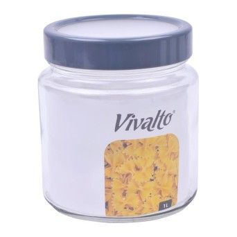 FRASCO VIDRO 1L TRANSP TAMP CINZENTA