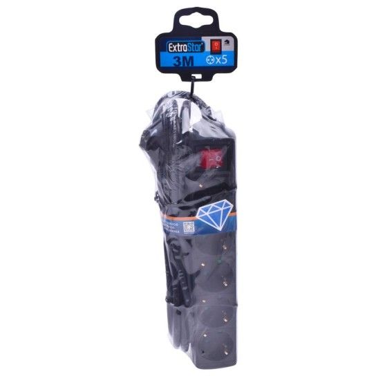 EXTENSAO 3M C/5 TOMADAS E INTERRUPTOR PRT