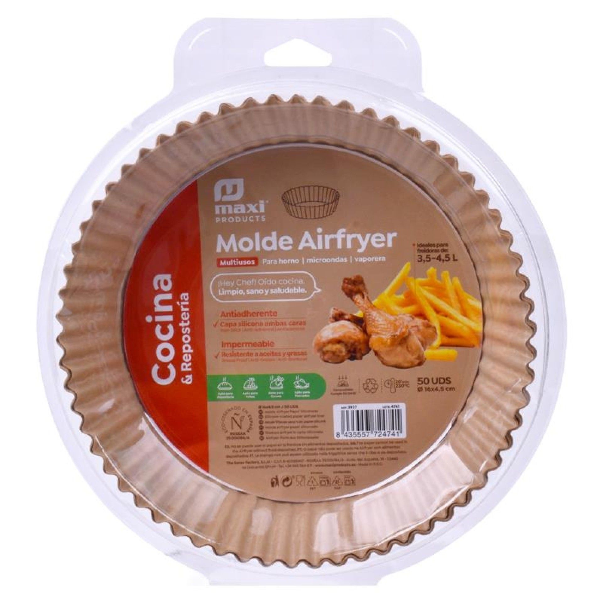 MOLDE AIRFRYER 50UN 16X4,5CM CX36 MOLDE AIRFRYER 50UN 16X4,5CM CX36