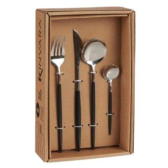 TALHERES 8 PS PRATA/PRETO 75220