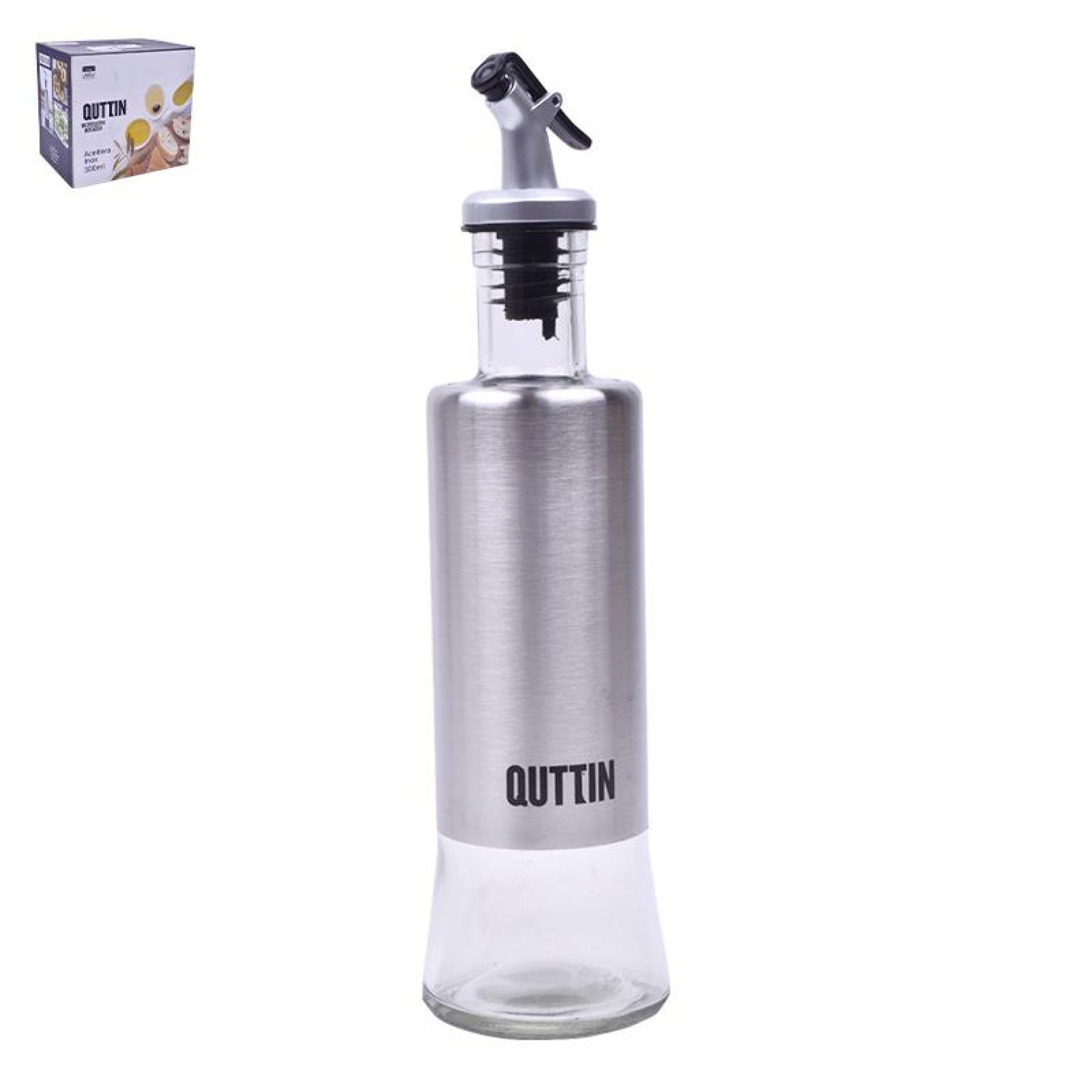 AZEITEIRA VIDRO/INOX QUTN C/TAMP 0,3L AZEITEIRA VIDRO/INOX QUTN C/TAMP 0,3L