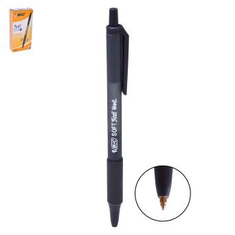 CONJ 12 CANETAS BIC SOFT FEEL PRETO CX18