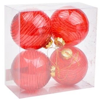 BOLAS NATAL CONJ. 4) 10CM GLITT VRM.