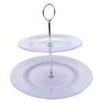 TAÇA DE VIDRO 2 PISOS 28+21CM PRATA TAÇA DE VIDRO 2 PISOS 28+21CM PRATA