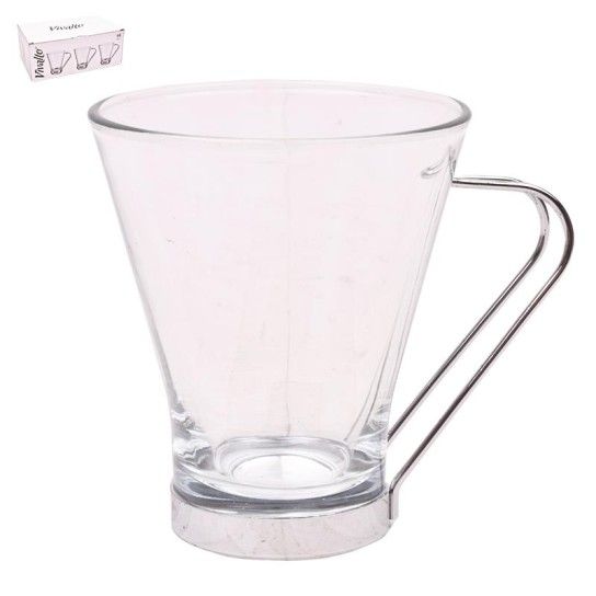 CHAVENA VIDRO ASA METAL 200 ML CX12