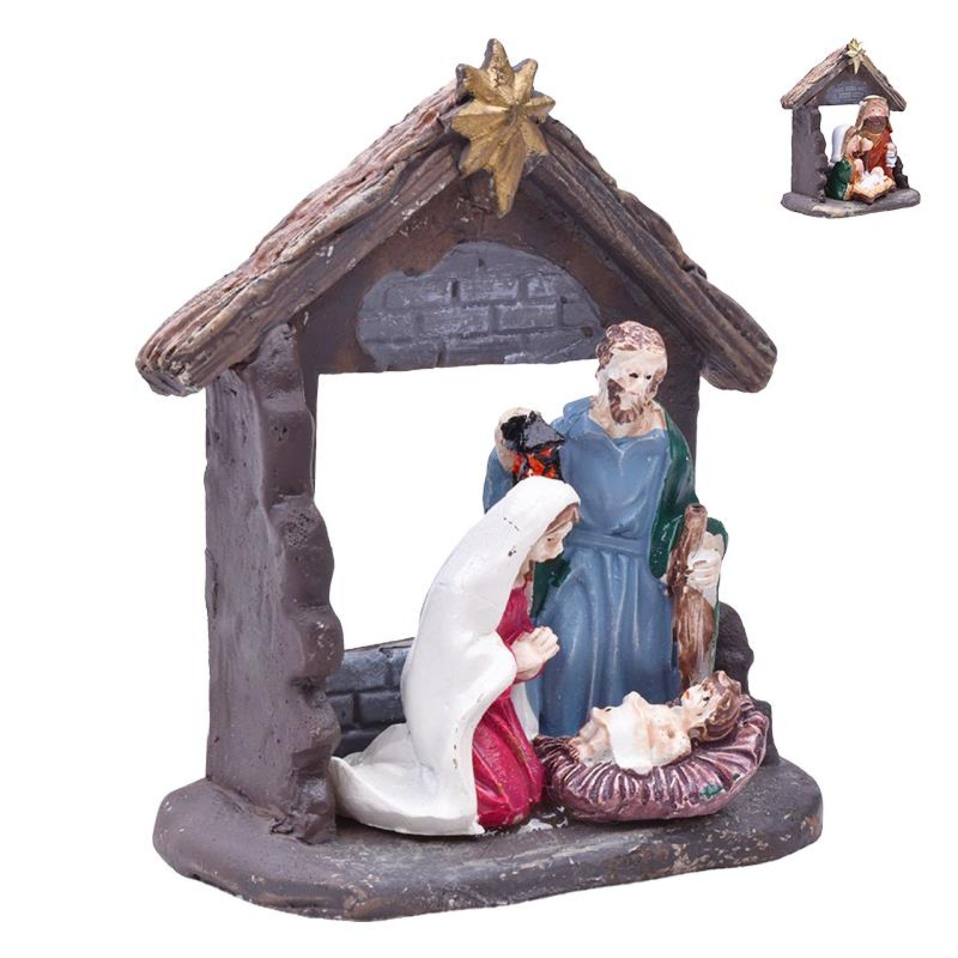 PRESEPIO RESINA 11CM C/ CABANA PRESEPIO RESINA 11CM C/ CABANA