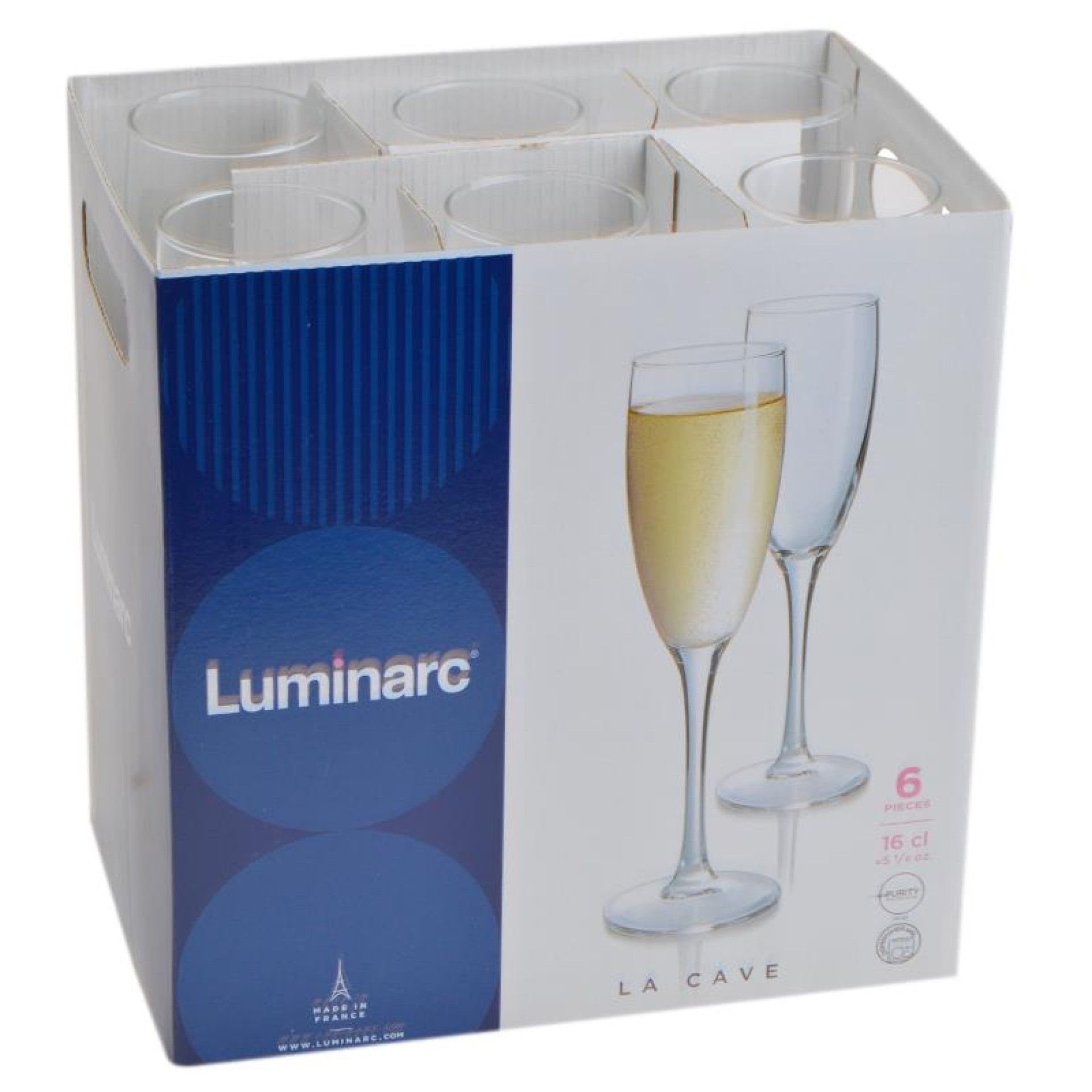 CONJ. 6 COPOS FLUTE 16CL LA CAVE LUMINARC CONJ. 6 COPOS FLUTE 16CL LA CAVE LUMINARC