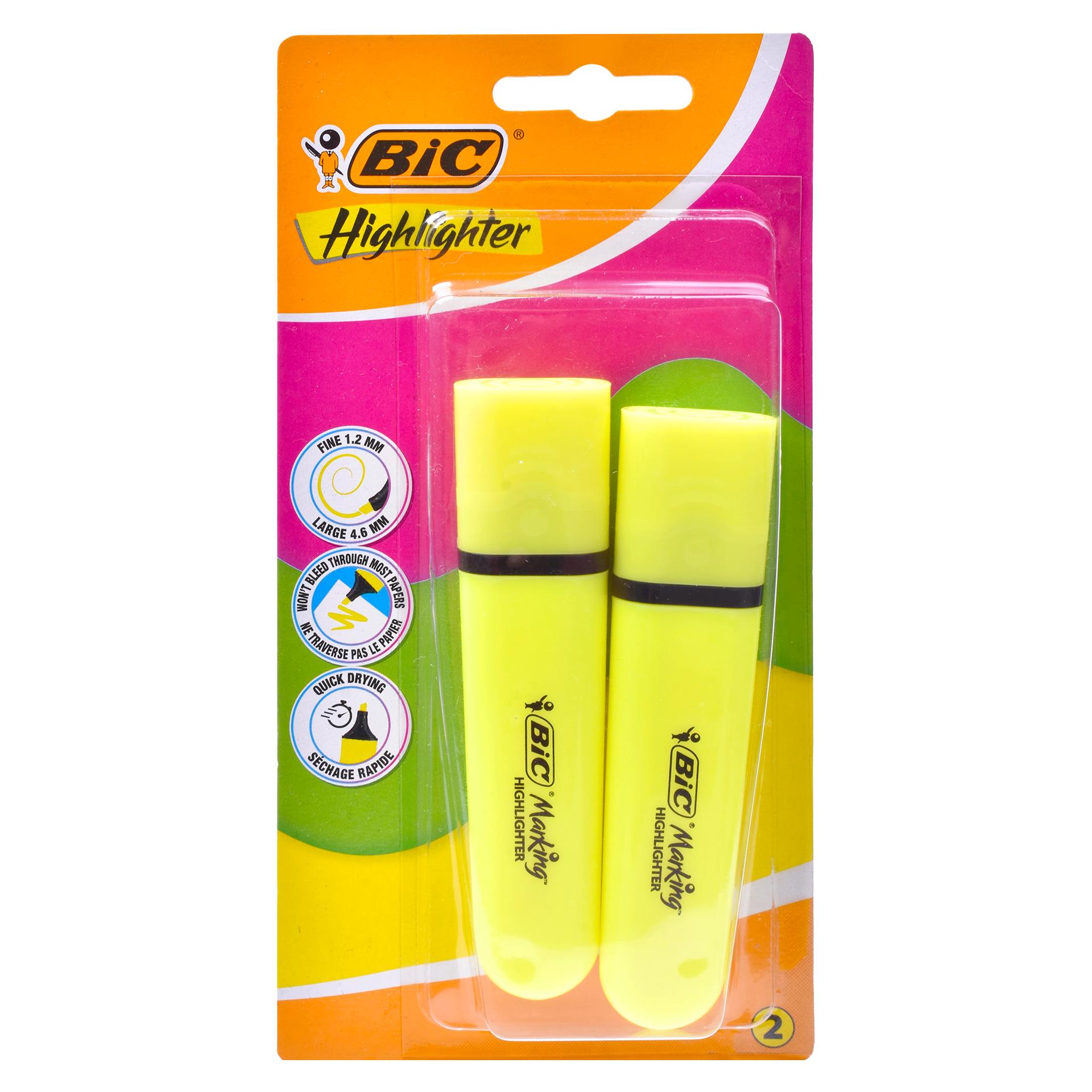 CONJ 2 SUBLINHADORES BIC AMARELO NEON CONJ 2 SUBLINHADORES BIC AMARELO NEON