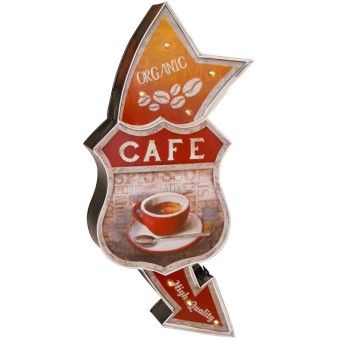 PLACA METAL CAFE C/LUZ 1903-08
