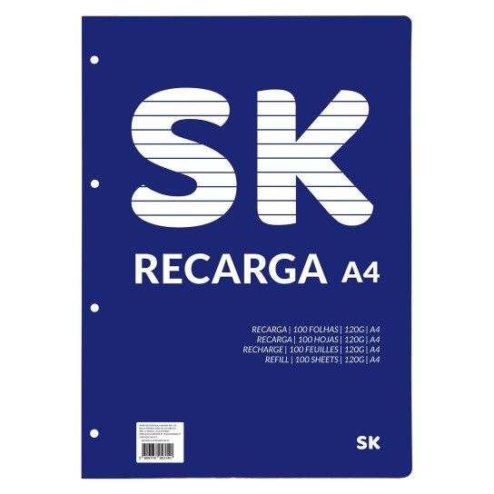 RECARGA FOLHAS PAUTAD A4 953-14 SK CX20 RECARGA FOLHAS PAUTAD A4 953-14 SK CX20