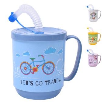 CANECA PLAS C/PALHINHA 350ML AP-9484 CX24