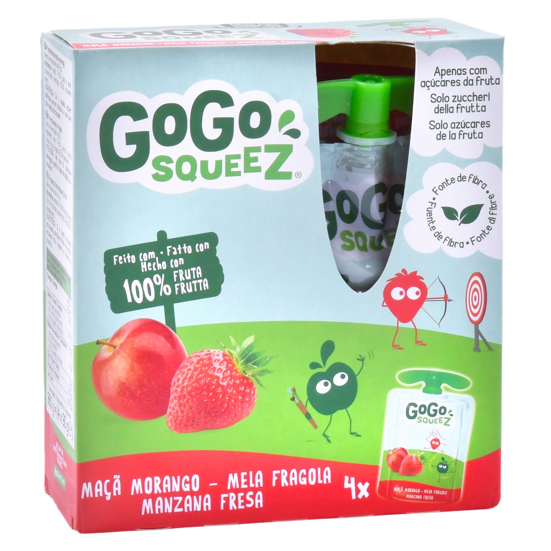 GOGO PURE FRUTA MAÇA/MORANGO 4X90G GOGO PURE FRUTA MAÇA/MORANGO 4X90G