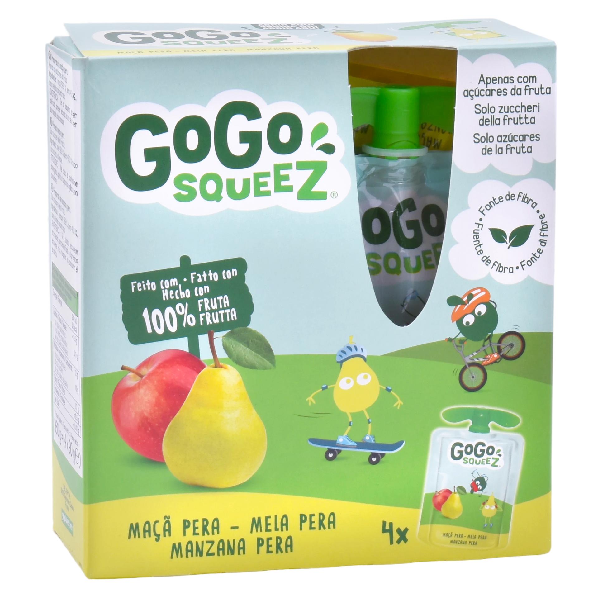 GOGO PURE FRUTA MACA/PERA 4X90GR GOGO PURE FRUTA MACA/PERA 4X90GR