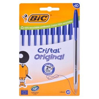 CONJ 10 CANTEAS BIC CRISTAL ORIG AZUL