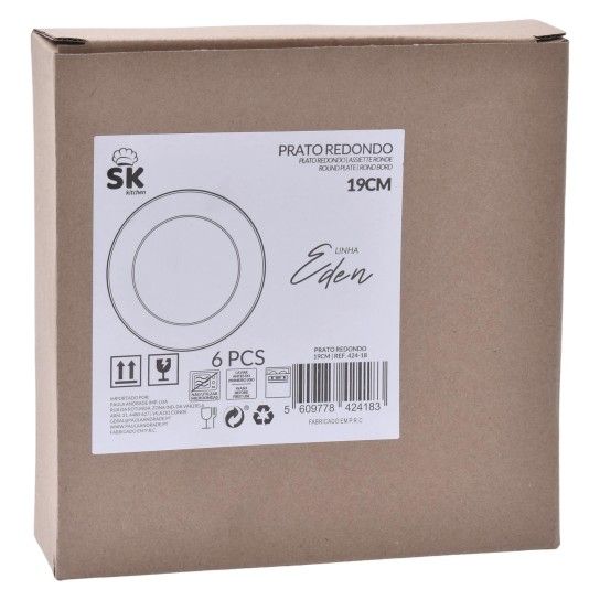 PRATO SOBREMESA EDEN 19CM 424-18 CX48 PRATO SOBREMESA EDEN 19CM 424-18 CX48