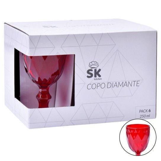 COPO VINHO VERM 250ML 6UN DIAM 642-04