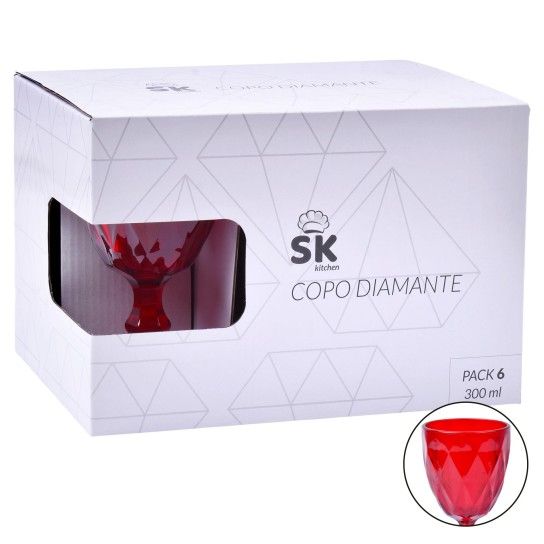 COPO AGUA VERM 300ML 6UN DIAM 642-03