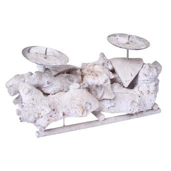 PORTA VELAS MADEIRA 2 SUPORTES