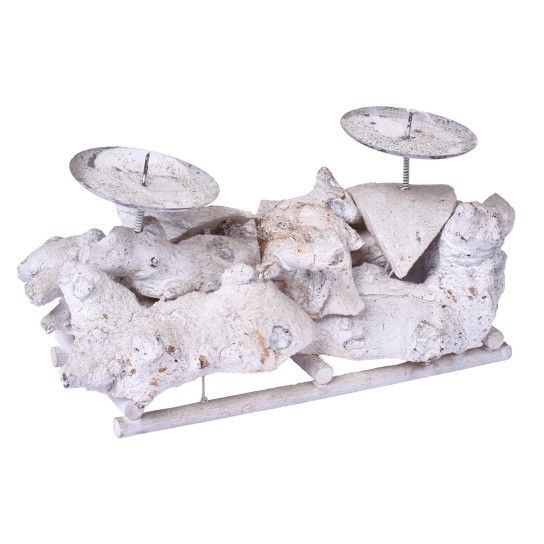 PORTA VELAS MADEIRA 2 SUPORTES