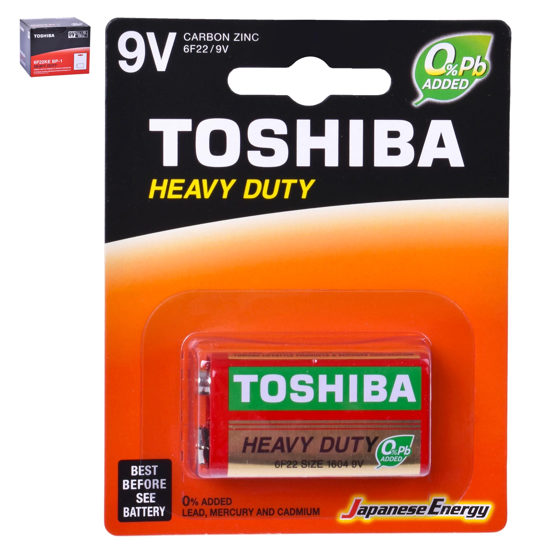 PILHA TOSHIBA H. DUTY 6F22KE 9V CX10