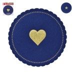 BASE NATAL FELTRO AZUL/OURO 25CM BASE NATAL FELTRO AZUL/OURO 25CM