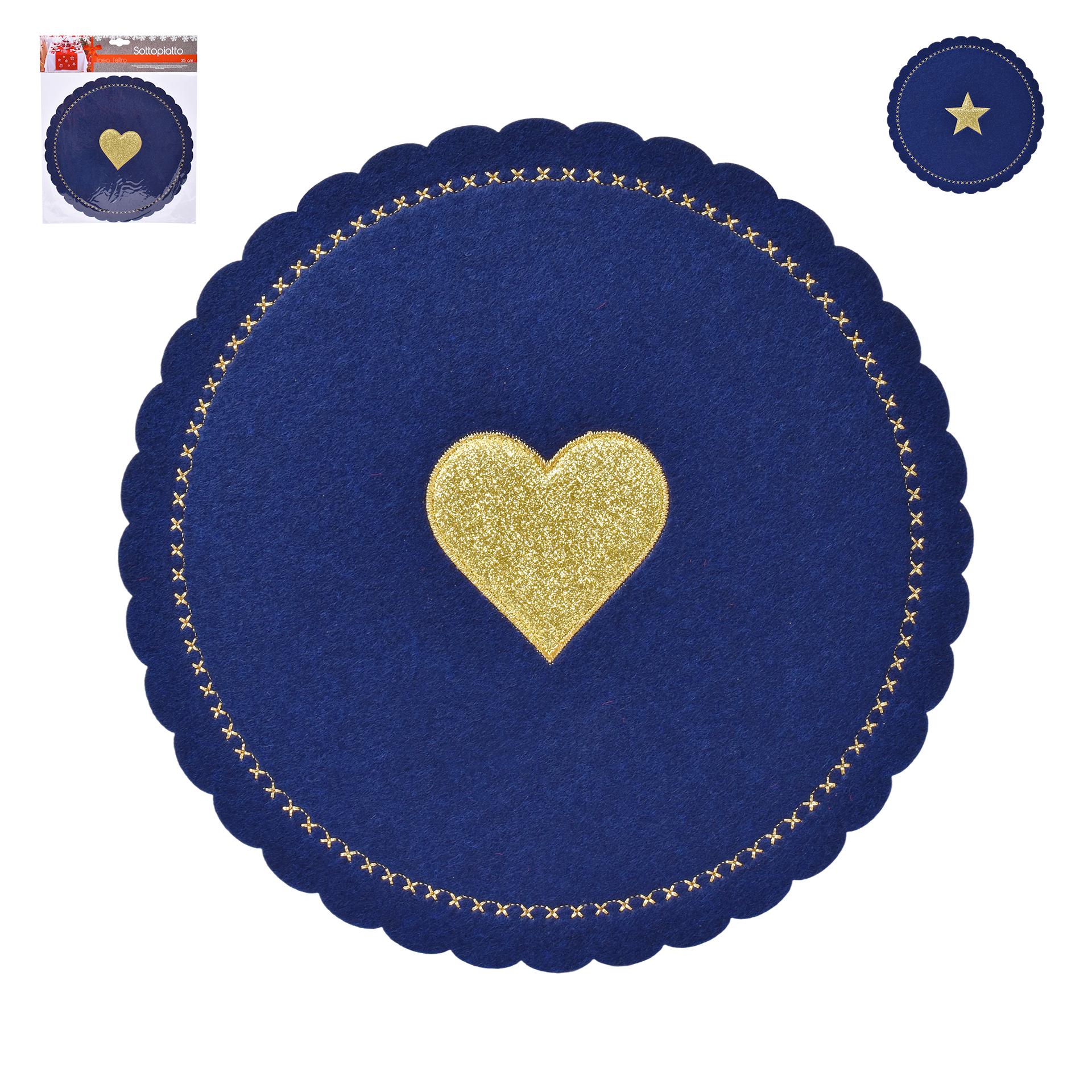 BASE NATAL FELTRO AZUL/OURO 25CM BASE NATAL FELTRO AZUL/OURO 25CM