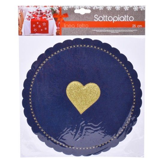 BASE NATAL FELTRO AZUL/OURO 25CM BASE NATAL FELTRO AZUL/OURO 25CM