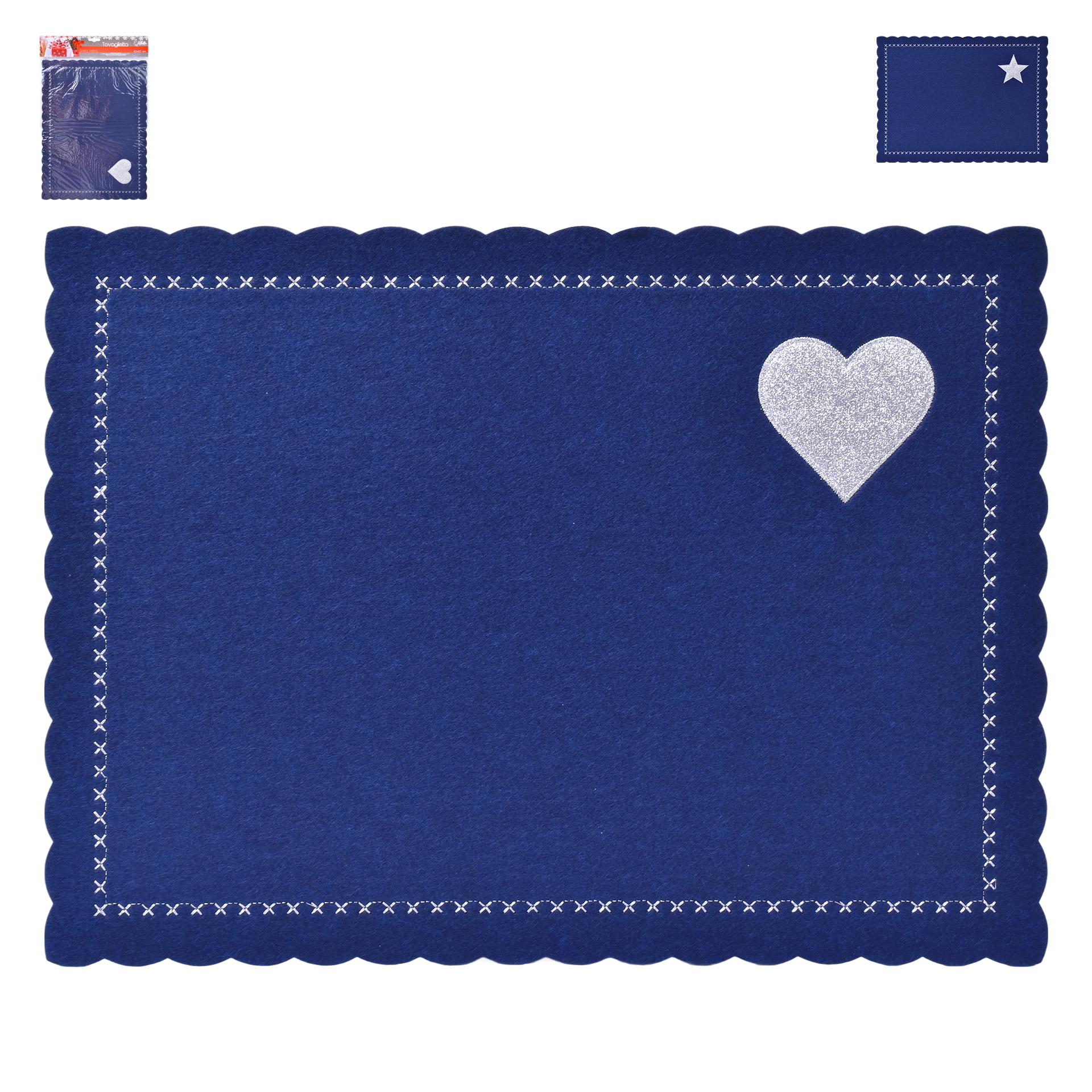 INDIVIDUAL FELTRO AZUL/PRATA 40X30 INDIVIDUAL FELTRO AZUL/PRATA 40X30