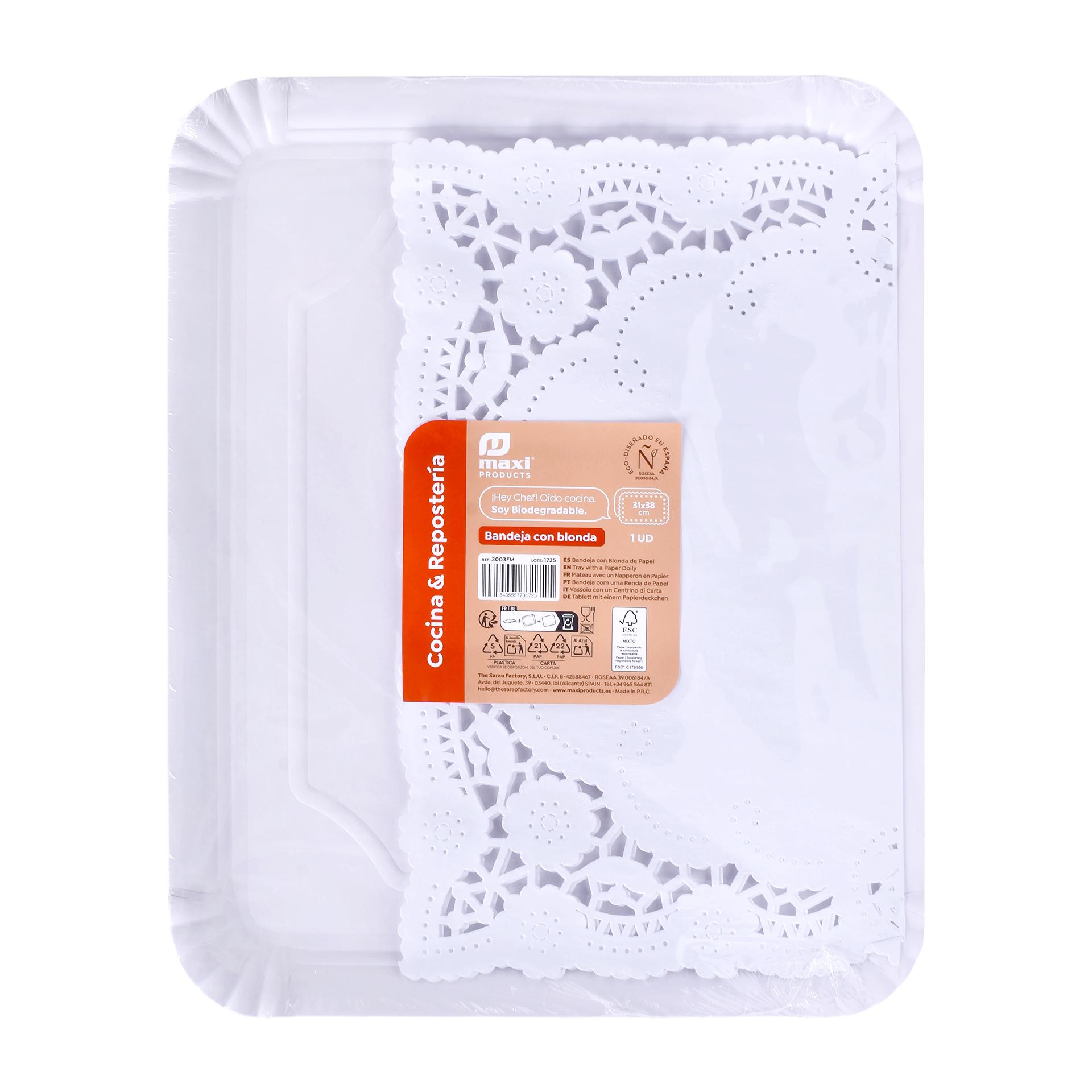 BANDEJA RET C/ NAPRON 1UN 31X38CM CX72 BANDEJA RET C/ NAPRON 1UN 31X38CM CX72