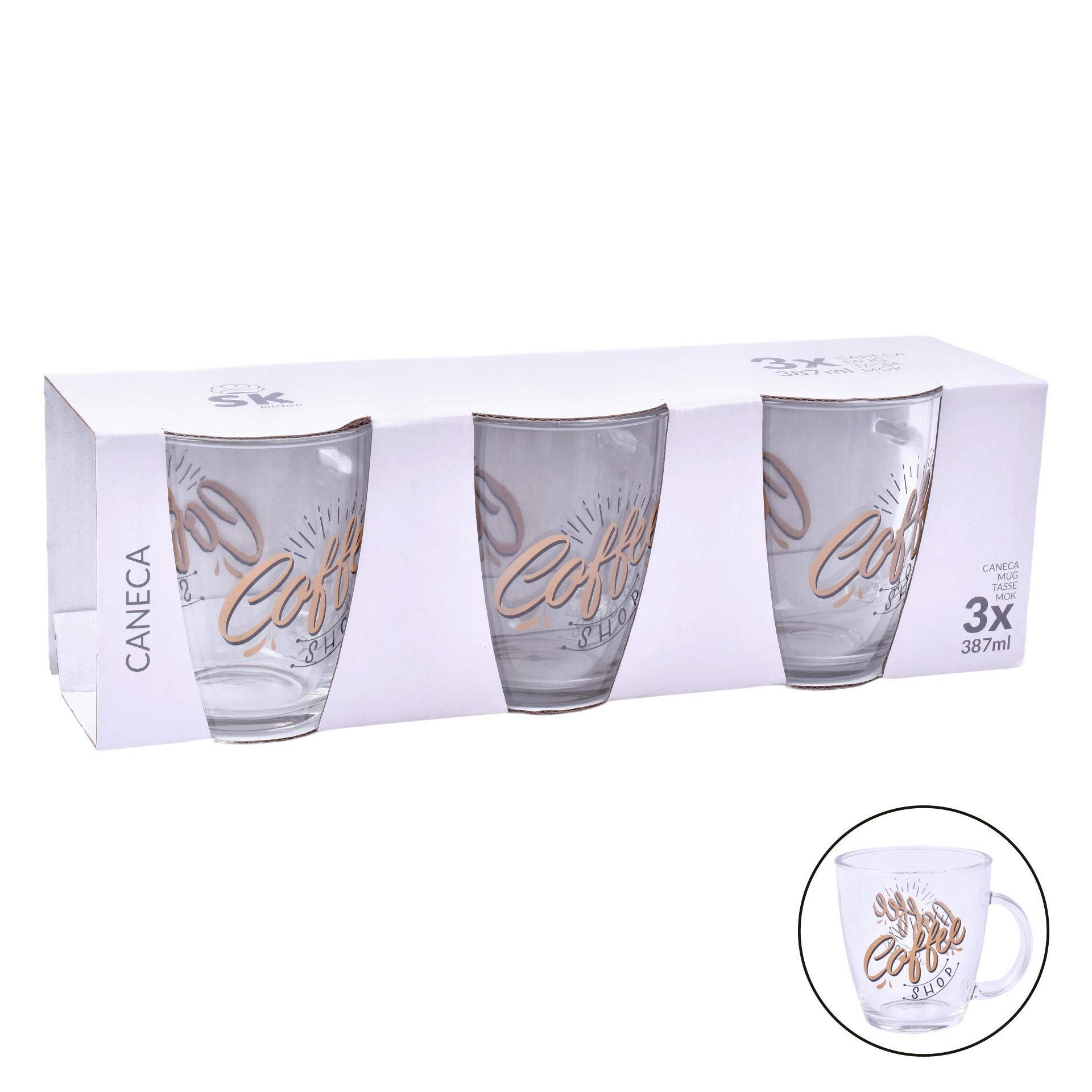 CANECA VIDRO 387ML 3UN SK 424-75 CX12 CANECA VIDRO 387ML 3UN SK 424-75 CX12
