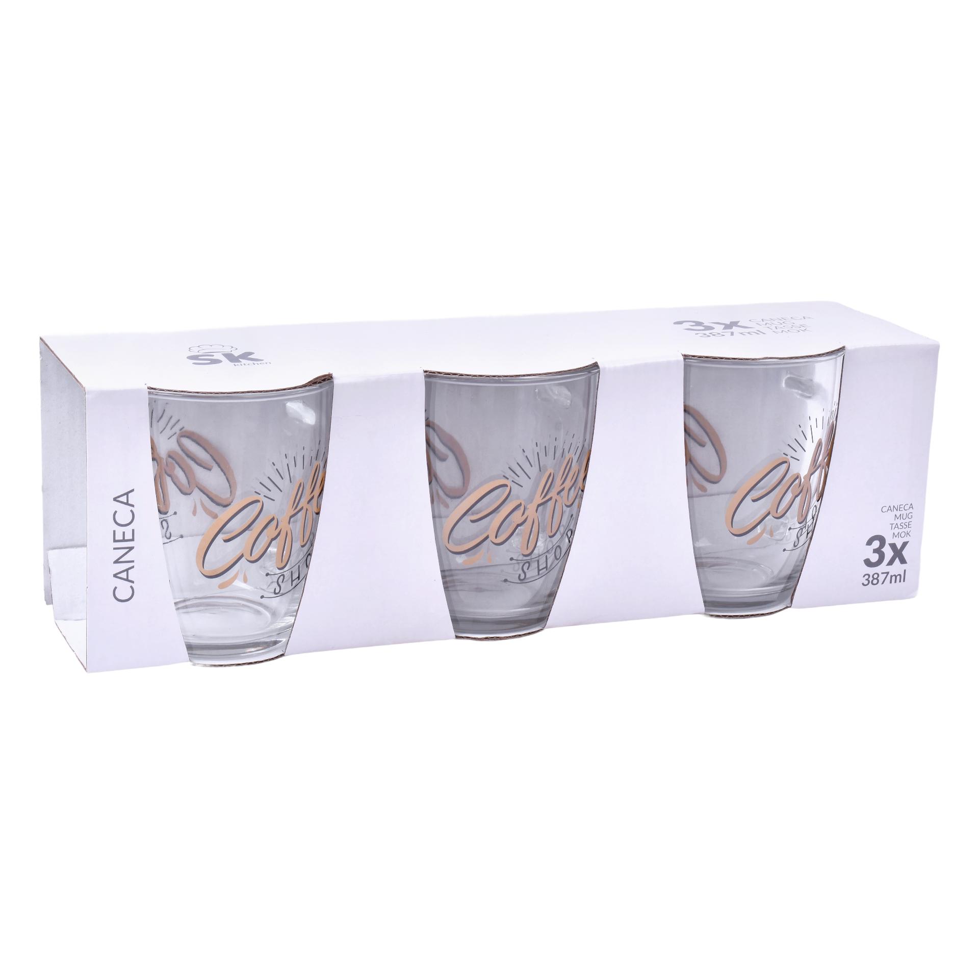 CANECA VIDRO 387ML 3UN SK 424-75 CX12 CANECA VIDRO 387ML 3UN SK 424-75 CX12