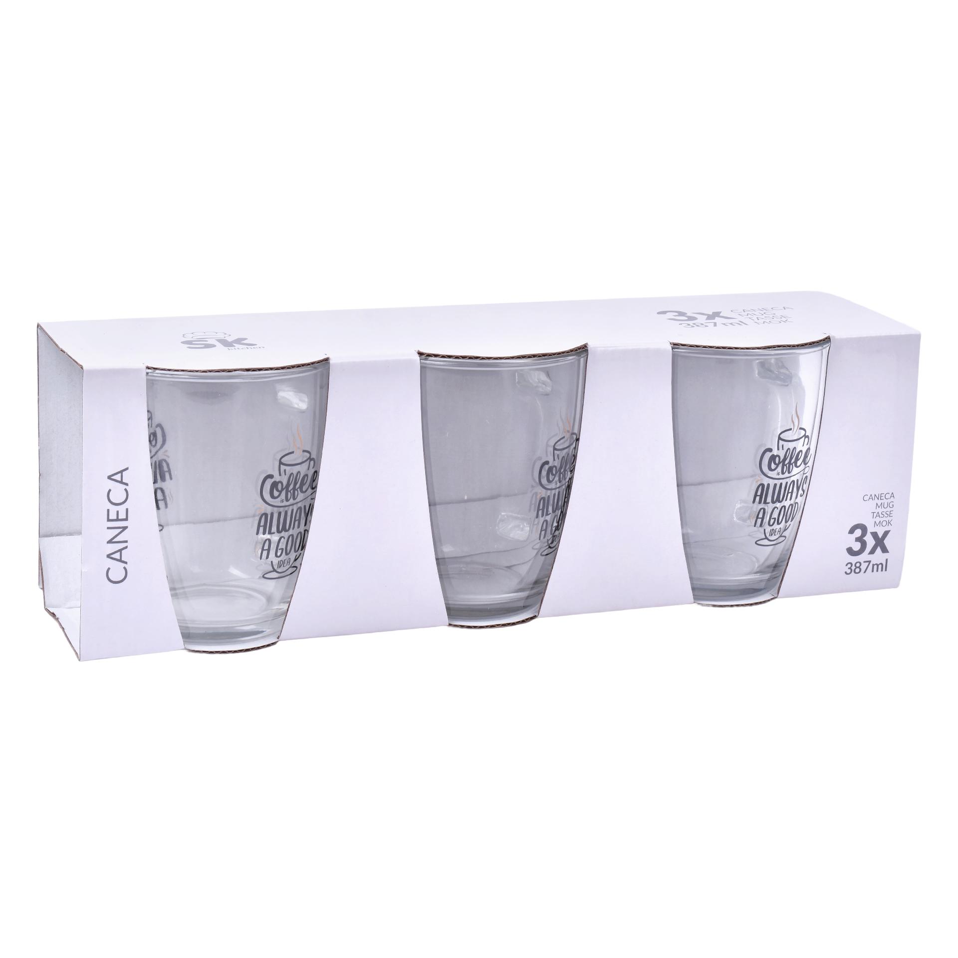 CANECA VIDRO 387ML 3UN SK 424-76 CX12 CANECA VIDRO 387ML 3UN SK 424-76 CX12