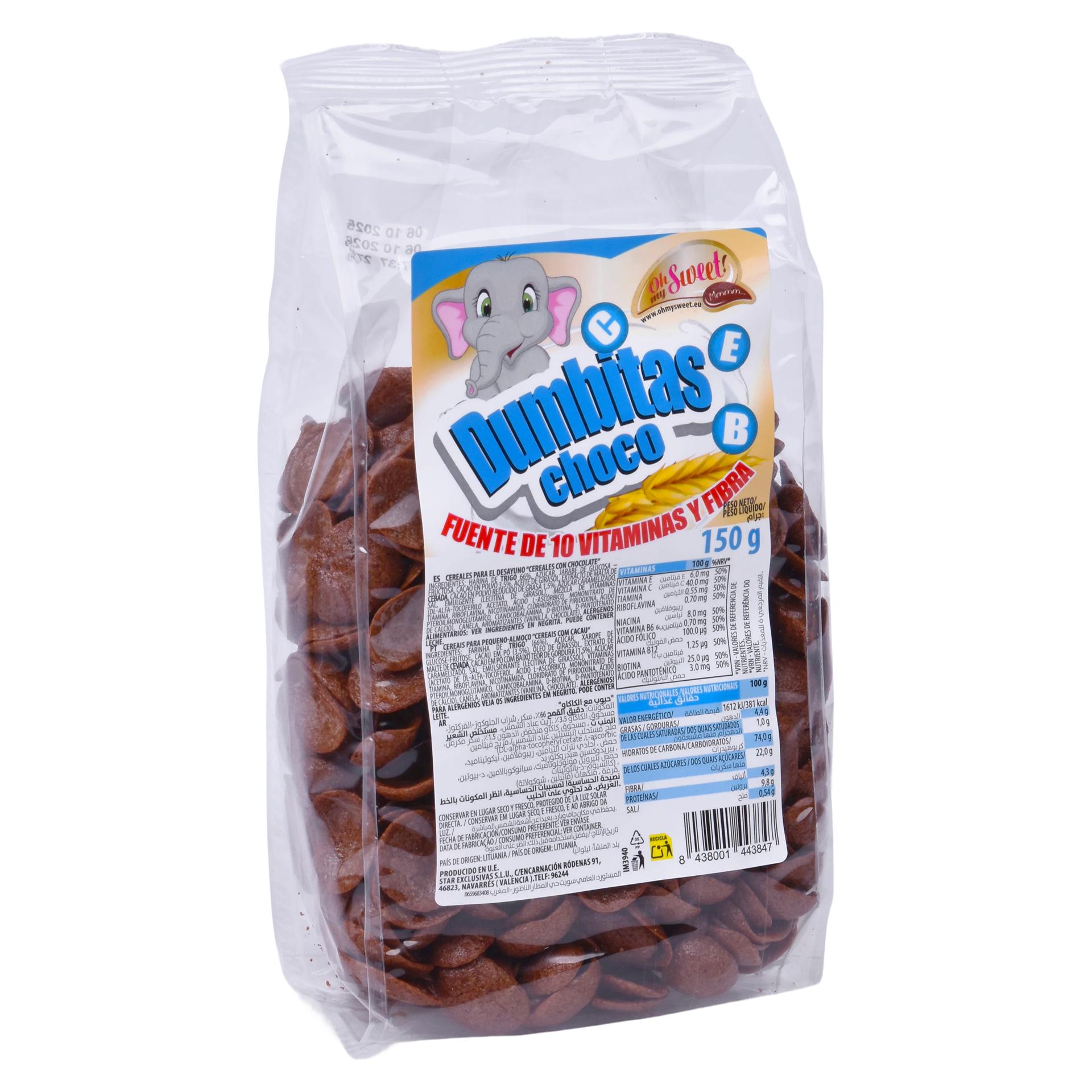 CEREAIS MY SWEET DUMBI CHOCO 150GR CEREAIS MY SWEET DUMBI CHOCO 150GR