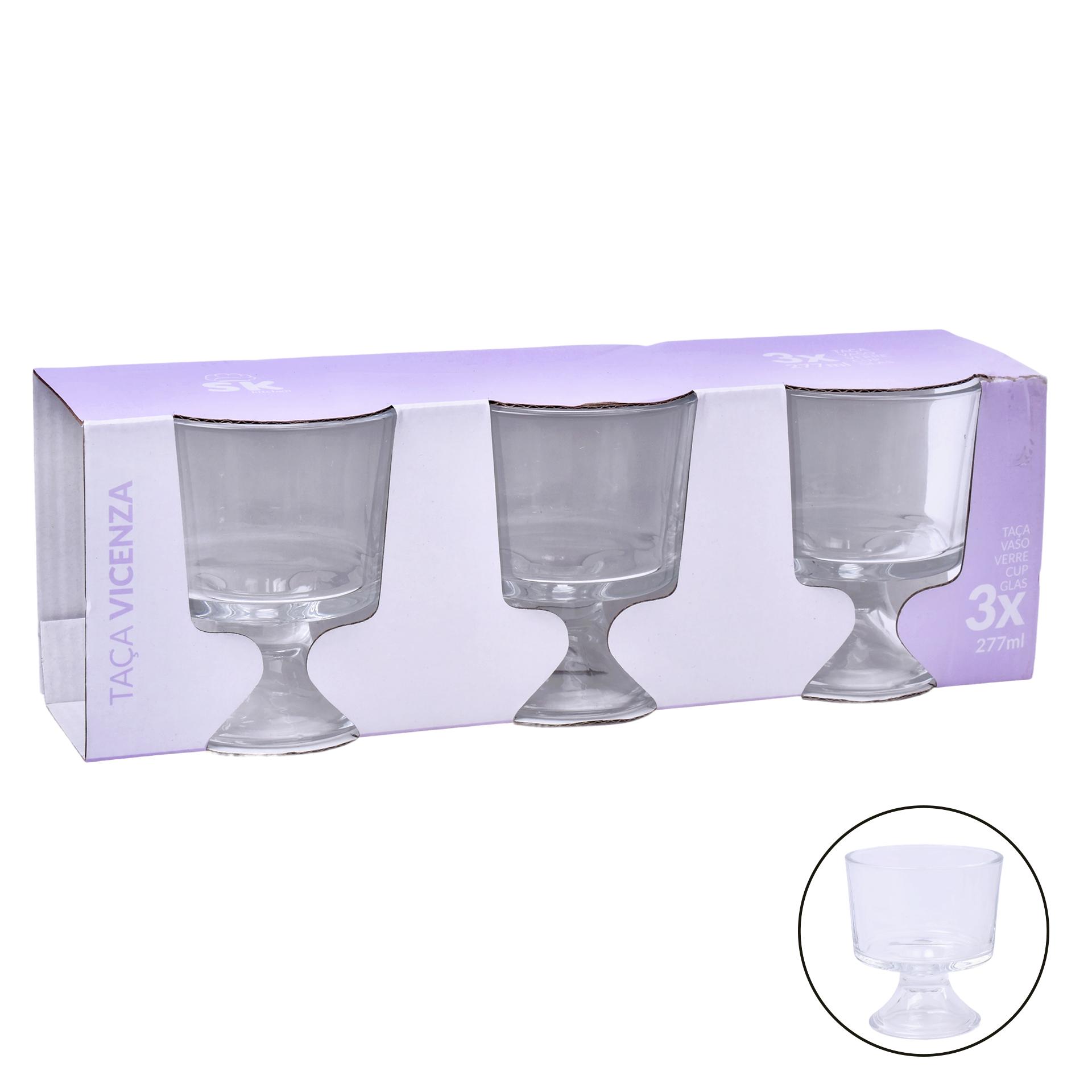 TAÇA VIDRO C/PE SET3UN 424-37 TAÇA VIDRO C/PE SET3UN 424-37