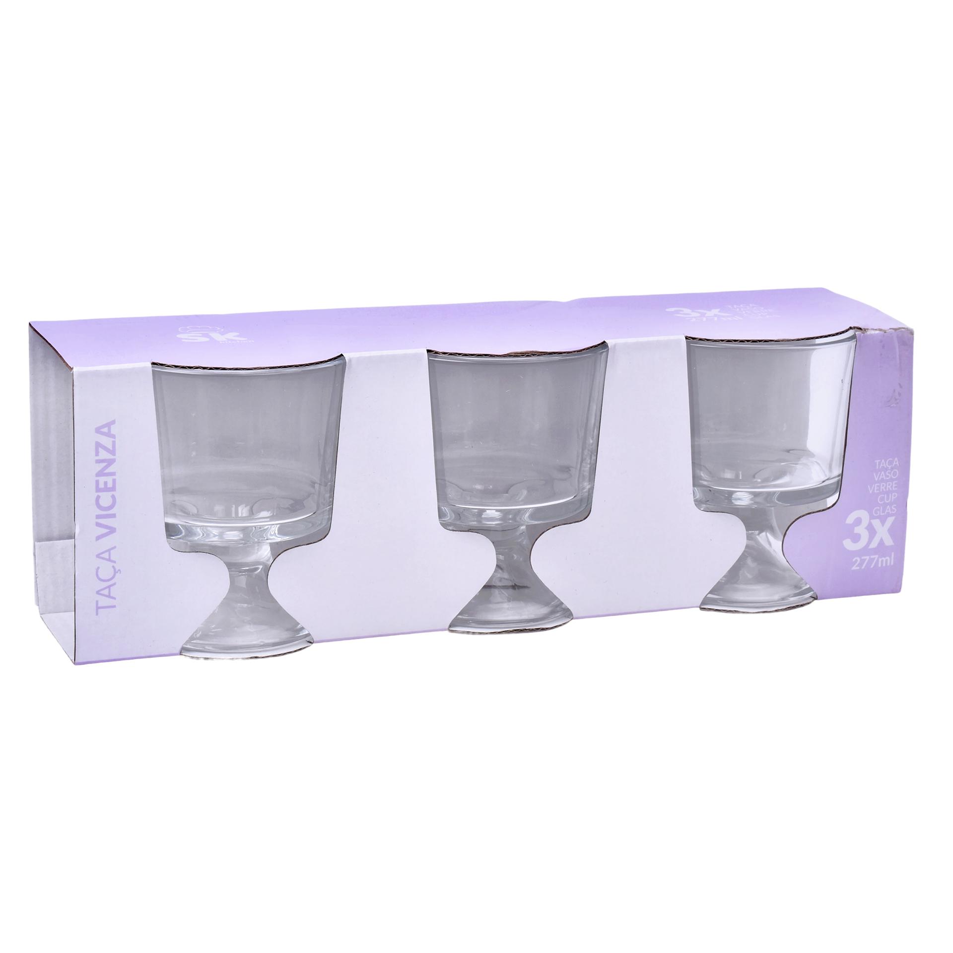 TAÇA VIDRO C/PE SET3UN 424-37 TAÇA VIDRO C/PE SET3UN 424-37
