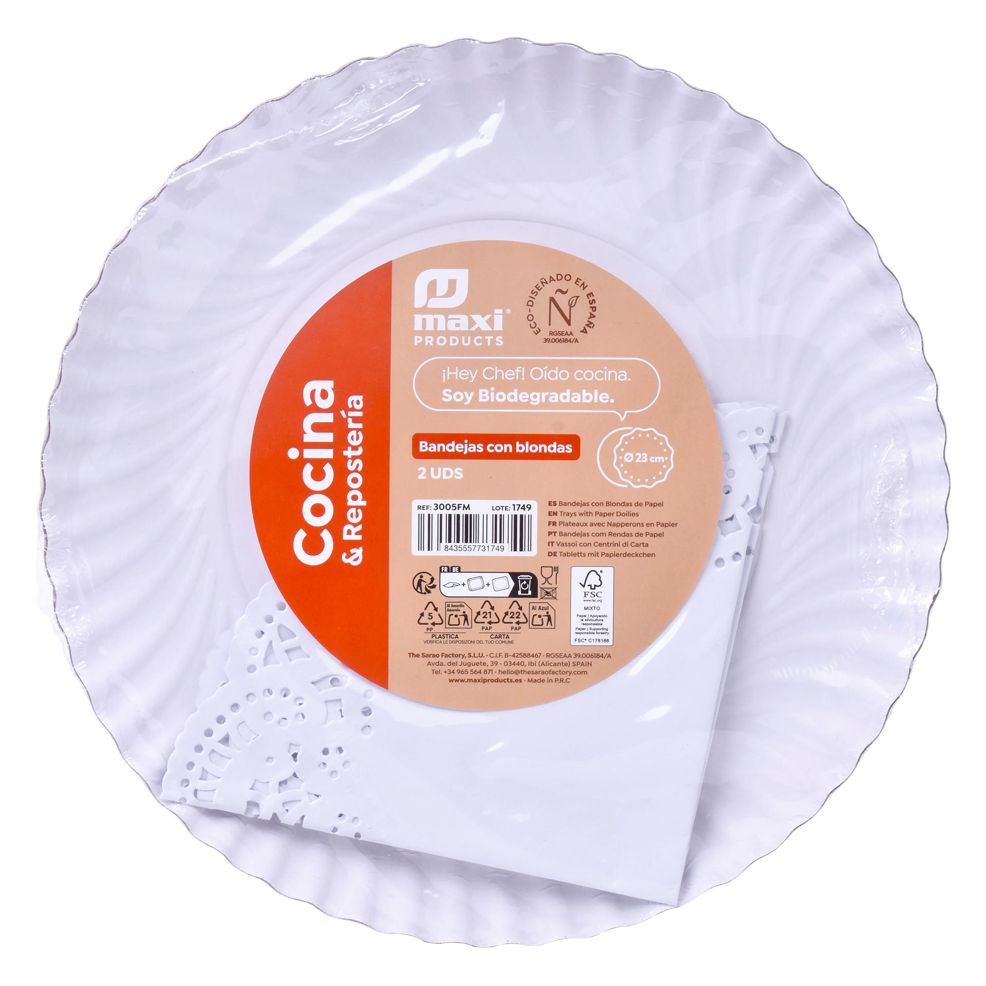 BANDEJA RED C/NAPRON 2UN 23CM 1749 CX72 BANDEJA RED C/NAPRON 2UN 23CM 1749 CX72
