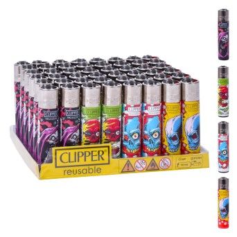 ISQUEIRO CLIPPER 48UN  REUT. WEED SKULLS 1