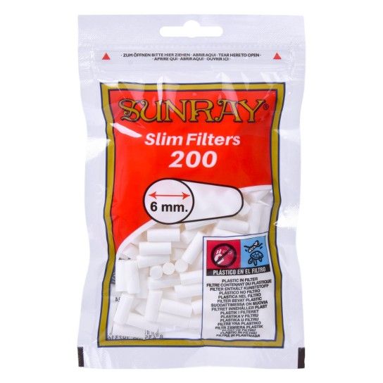 FILTROS SUNRAY SLIM 6MM 200UN FILTROS SUNRAY SLIM 6MM 200UN
