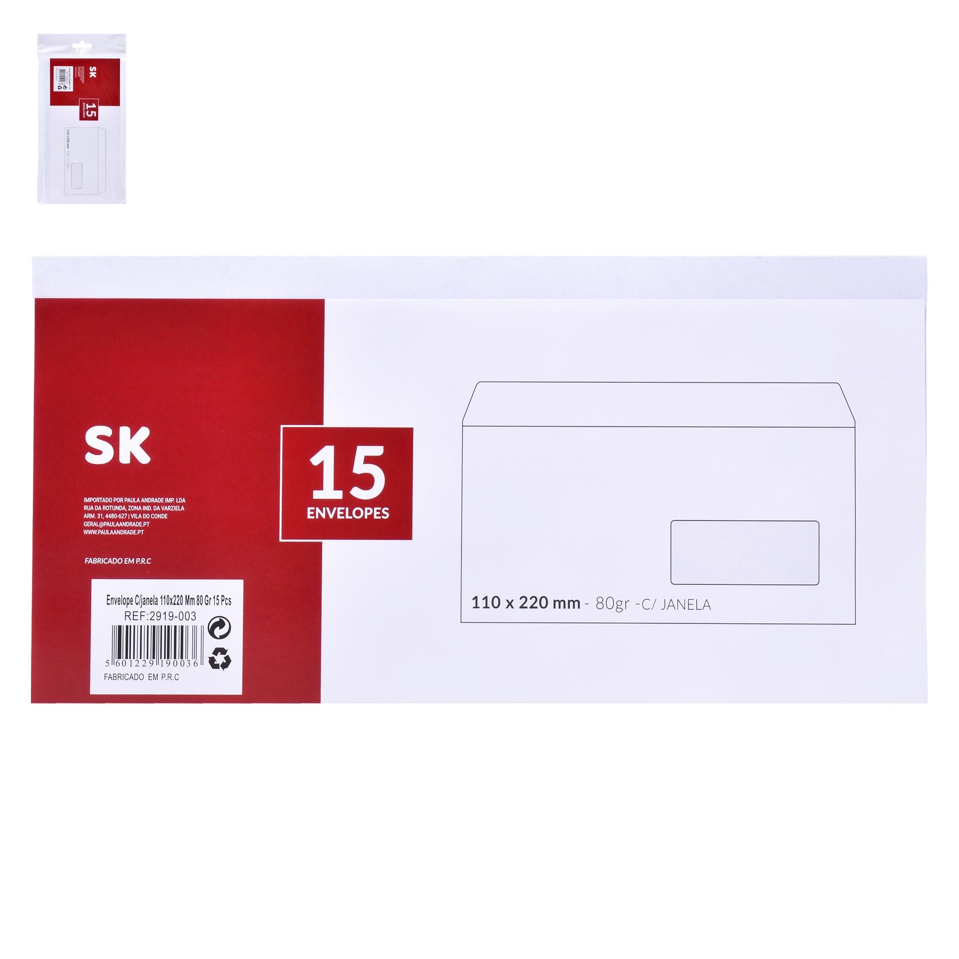 ENVELOPE JAN 110X220 15UN 2919-003 CX120 ENVELOPE JAN 110X220 15UN 2919-003 CX120