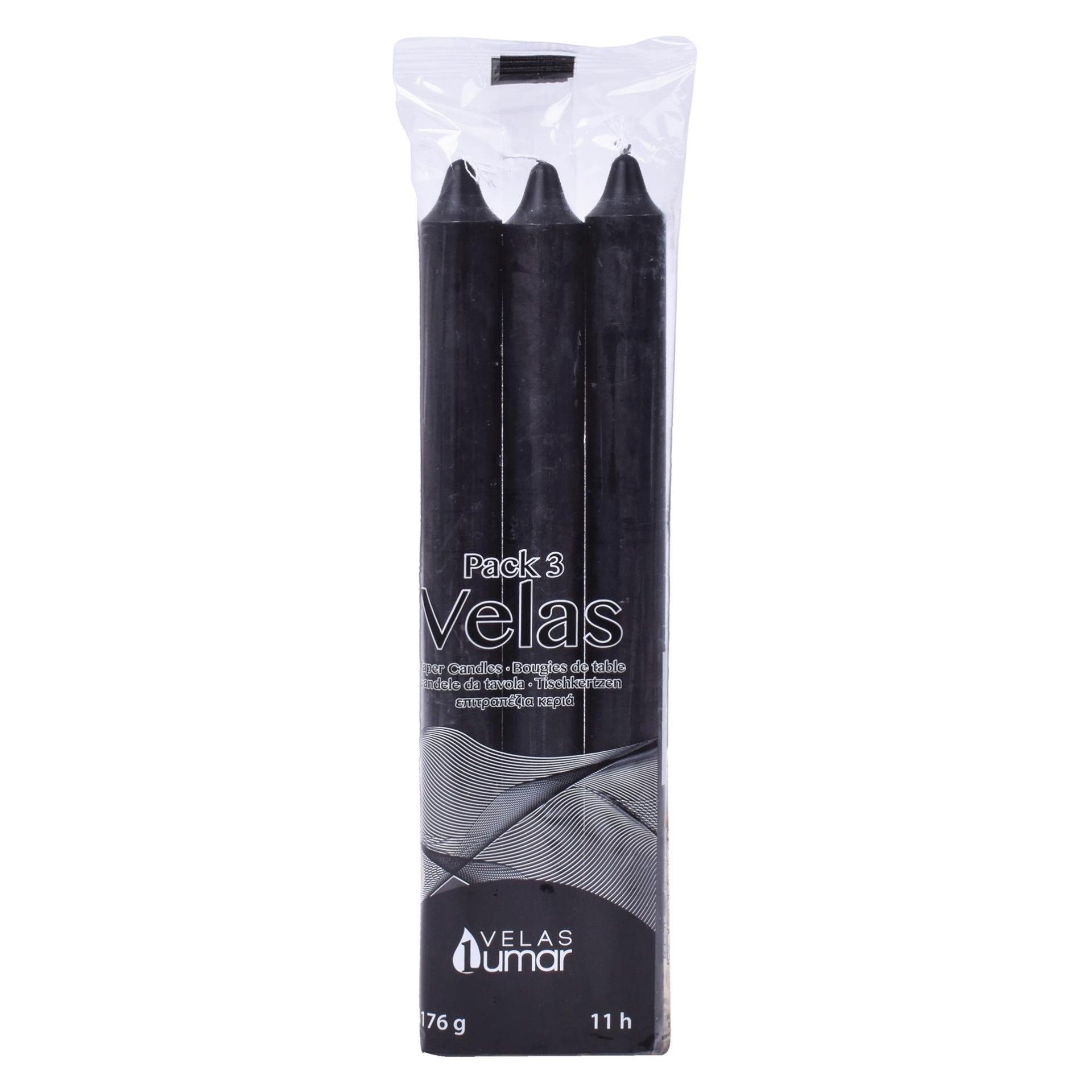 VELAS PACK 3PRETAS CX12 VELAS PACK 3PRETAS CX12
