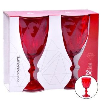 COPO PE VERMELHO 310ML 2UN 424-90