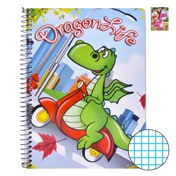 CADERNO ESPIRAL A5 80F QUADR DRAGON LIF