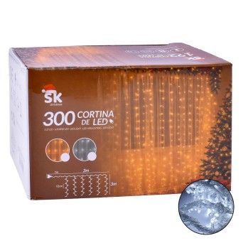 CORTINA LUZ BRANCA 300LED 3M SK2697-130B-03 CX48