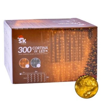 CORTINA LUZ QUENTE 300LED 3MT SK2697-130A-03 CX48