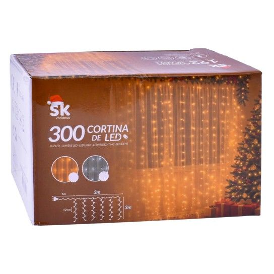 CORTINA LUZ QUENTE 300LED 3MT SK2697-130A-03 CX48 CORTINA LUZ QUENTE 300LED 3MT SK2697-130A-03 CX48